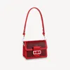 Bags Designer Explosive Women's Mini Dauphine M20359 Red Shoulder Patent Calfskin See-through Signature Leather Lace Openwork Emblematic