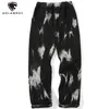 Aolamegs Jeans Hommes Tie Dye Imprimer Style Denim Pantalon Baggy Taille Élastique Pantalon Droit High Street Punk Cool Streetwear 220718