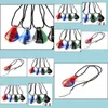 Anhänger Halsketten Anhänger Schmuck 6 Stück Charmante Blattfolie Lampwork Glas Murano Charms Halskette Geschenk Gemischte Farbe Dhm0E