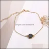 Link Chain Bracelets Jewelry Crystal Round Druzy Natural Resin Stone Handmade Gold Copper Charm Bangles Jew Dha3V