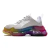 Designer 17FW Triple S Clear Sole Running Shoes Men Women White Black Volt Red Yellow Green Neon Blue Pink Mens Outdoor Walking Sports Sneakers