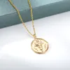 Pendant Necklaces Constellations Coin Pendants Necklace Gold Zodiac Sign Aries Leo Women Jewelry Twelve Horoscope Clavicle NecklacePendant