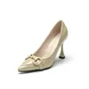 Осень женские высокие каблуки женские шпильки остроконечные французские ретро насосы патентная кожаная кожаная кожаная отдельная обувь профессиональная обувь G220425