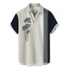 Camicie casual da uomo Camicetta a maniche corte Camicia da uomo in poliestere da spiaggia abbottonata floreale hawaianaUomo