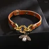 Link Chain Creative Personality Pu Leather Pearl Armband European och American Small Fresh Accessories Simple Fashion Trum22