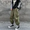 Men's Pants Men's Japanese Fashion Joggers Men Black Army Green Harajuku Cargo Large Both Side Pocket Street Man Wide Legs