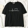 Heartbeat Women Black T -shirt Girl Harajuku 90s Koreaanse stijl Grafische tops Vrouwelijke Y2K Kawaii Lady T -shirtdrop Schip 220526