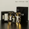 3Pc Action Figures and Moon Home Resin Astronaut Statue Room Office Desktop Decoration Presents Boy Gift 220811
