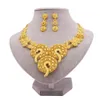 Frauen Schmuck Set Kragen Halskette + Ohrringe Hohl Blatt Geometrie Ethnischen Stil 18k Arabien Indische Dubai Afrikanische Hochzeit Party geschenk