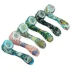 Glow In The Dark Smoking Pipe 4.6 pulgadas Transferencia de agua Impresión 7 Forma de palabra Tubos de silicona Tabaco Pyrex Colorido Lindo Bong con recipiente de vidrio extraíble