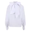 Camicette da donna Camicie Yong Style French High Stand Collar White Office Women Lace Up Bowknot Primavera Autunno Lantern Sleeve Ladies 2022Wome