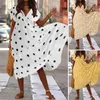 Boheemian Summer Dames Sundress Zanzea Fashion V Neck Midi Vestidos vrouwelijke massieve ruche jurken asymmetrisch gewaad 220526