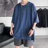 HYBSKR Summer Man T shirts Short Sleeve Solid Color Casual Oversized T Shirt Men Harajuku Hip Hop Cotton Men s Clothing Tops Tee 220712