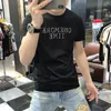 Modemerk heren t-shirts 2022 zomer nieuwe slanke eenvoudige letter hete stempelproces korte mouw katoen ronde nek dunne casual tees zwart witte m-4xl