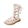 Sandały Dziewczyny 2022 Summer Gladiator Crossed Buts for Baby Kids Casual Buty Roma Lace Up High Sandalias