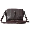 Bolsas de noite Moda Mulheres Padrão de crocodilo 3D Padrão de couro genuíno bolsa de ombro de óleo de cera Mensageiro Mensageiro Crossbody Bagsevening