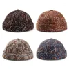 Gorro Vintage Docker Boné Chapéu De Marinheiro Sem Aba Com Decoração Paisley Gorro Respirável Algodão Retrô Ajustável