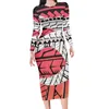 Casual Dresses Polynesian Tribal Tattoo Print Sexy Bodycon Party For Girls Long Sleeve Slim Womens Pencil Dress Prom