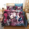 2/3 Pieces Demon Slayer Bedding Set 3d Print Japan Anime Duvet Cover Cartoon for Bedroom Bed Pillowcase(no Sheets)