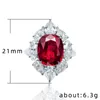 Anneaux de mariage de luxe pierre rouge fleur pour femmes zircon cubique couleur argent fiançailles femme mode bijoux AnelWedding