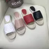 Fashion Espadrilles platform sandal Rubber Sole Flat Casual Slipper cotton and linen blend lattice straw double metal Beach NO30