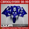 Honda CBR919 CBR 900 919 RR CC 98-99 년 시체 127no.24 CBR 919RR 900RR 919CC CBR900 RR CBR919RR 98 99 900CC CBR900RR 1998 1999 페어링 키트 블랙 화염