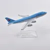 Jason Tutu 16cm Coreano Air Boeing 747 Aviões Modelo Plano Diecast Metal 1/400 Escala Coleção de Presente de Avião Drop 220418