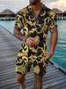 남자 트랙 슈트 남성용 셔츠 여름 캐주얼 체인 3D 프린트 스포츠웨어 레트로 정장 일상적인 옷깃 지퍼 의류 야외 스트리트웨어 맨스