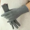 Cinq doigts gants mode femmes hiver en peluche Simple couleur unie laine artificielle doublure chaud extérieur écran tactile mitaines