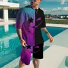 Summer Fashion Men's Set 2-delig shirt en shorts crew nek oversized casual Beachwear 3D printpatroon herentrendmerk 220607