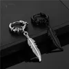 Mode croix plume boucles d'oreilles Style Punk Rock pour femmes hommes haute qualité en acier inoxydable boucle d'oreille Hiphop unisexe oreille bijoux