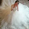 Luxury Princess Ball Gown Wedding Dresses Long Sleeve Lace Applicques Arabiska eleganta brudklänningar Vestido de Noiva