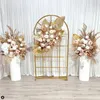 3PCS Shiny Gold Luxury Outdoor Lawn Wedding Decorations Palm Leaf Arch Wall Backgrounds Grand Event Party Column Screen Frame DIY Flower Display Stand shelf