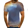 Mode hommes T-shirt beau ciel étoilé hauts 3D imprimé à manches courtes été col rond chemise à la mode streetwear 220509