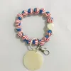 Mixed Styles Beaded Bracelet Keychain Pendant Party Favor Sports Ball Soccer Baseball Basketball Wooden Bead Bracelet JLE13705