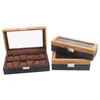 Titta på lådor fall dubbel färg mode trä display box arrangör topp trä fodral förpackning förpackning gåva smycken casewatch