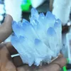 Objets décoratifs Figurines 300-1000g Amas de cristaux Spécimen de quartz bleu naturel Vug Garden GemStone Laboratoire Minerai minéral Druse Heali