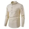 Heren casual ademende shirts katoen linnen shirt lange korte mouw poloshirt losse lente zomer tee mannelijk effen shirt S-2XL