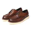 Vintage Leather Toe Layer Cowhide Men's Platform Shoes Casual Men