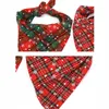 Fournitures pour chiens Noël Pet Triangle Serviette Réglable Coton Chat Chiens Salive Collier De Mode Creative Animaux Vêtements Décoratif Foulard LT0161