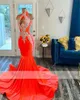 Sexy Backless Mermaid Prom Dress For Black Girls Beading Rhinestone Aso Ebi Party Gowns Vestidos De Fiesta