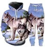 Atacado - Nova Moda Homens / Mulheres Animais Lobo Suéter Corredores Engraçados Impressão 3D Unisex Hoodies + Calças% 03