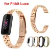 Roestvrijstalen riem voor Fitbit Luxe horloge armband Drie kralen polsbandje ketting metalen vervangingen slimme horlogeband accessoires