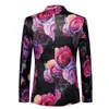 Veste de smoking à fleurs roses pour hommes, coupe cintrée, revers cranté, costume élégant, blazer pour hommes, mariage, fête de bal, dîner, Blazer masculin 220815