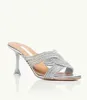 Été 2022 dames sandales chaussures dames talons hauts cristal embelli métal cuir pantoufles dame Shoeis robe fête mariage