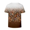 Women's T-Shirt Casual Layered Leaf Floral Printed Lady Loose Summer Women Tee V-Neck Short Sleeve Female TopsWomen's