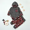 Комплекты одежды Рождественские 0-24 м Родины Baby Boy Boy Девушка Одежда с капюшоном с капюшоном + плед олень печатает гарем брюки хлопчатобумажные 2 шт.