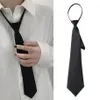 Lazy Zipper Tie Black Clip On Security Ties Men Women Unisex Clothes Necktie Funeral Flight Attendant Neck Tie