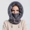 Beretten winterimitatie bont hoed gezicht masker set dikke pluche dames breien kasjmier kraag warme Russische buiten ski winddichte hatberetten