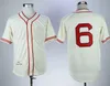 Heren Vintage 6 Johnny Pesky Baseball Jerseys Boston Retro 1946 Cream blauw grijs wit gestikte shirts